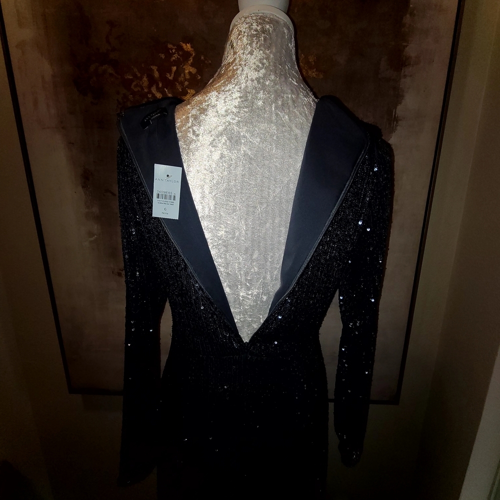 Ann Taylor Blue Sequin Embellished Midi Dress - Picture 9 of 10